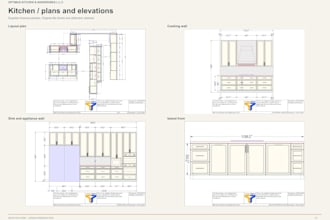 create professional kitchen, wardrobe, vanity and mudroom technical drawing