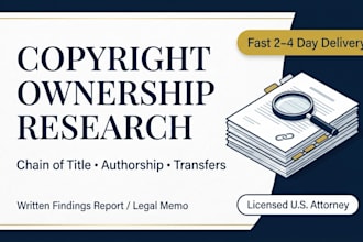 provide expert copyright ownership research and a formal findings report