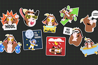 create custom cartoon sticker illustrations for your brand