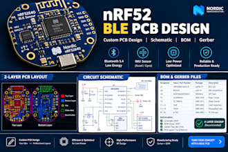 design nrf52 ble pcb, circuit schematic, bom and gerber files