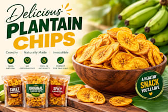 business product branding and packaging design for products, plaintain package