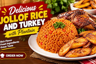 do jollof rice and turkey with plantain
