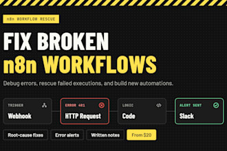 fix broken n8n workflows, debug errors, and build new automations