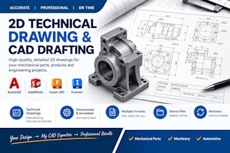 create 2d technical drawings and mechanical cad drafting