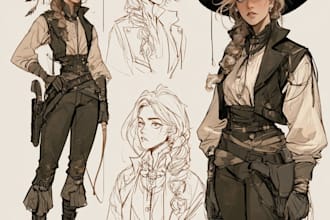 draw character sheet, reference sheet for character design