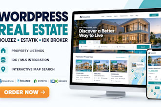 build wordpress real estate site with houzez, estatik, idx broker and map search