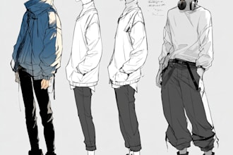 create anime character sheet and custom reference art