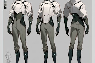 create character sheets and posters in an anime art style