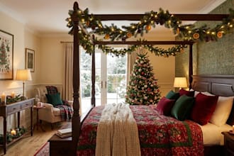 do christmas living room, bedroom home decoration, furniture plan 3d rendering