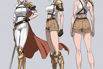 draw anime art character sheet or reference sheet