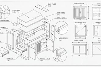 create furniture shop drawings, conk cutting lists and joinery designs