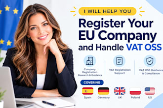 register your eu company and handle vat oss in spain, germany, uk , poland, us