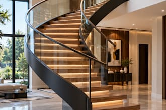 design a modern 3d staircase with photorealistic renders for luxury interiors