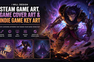 design steam game art, game cover art and indie game key art