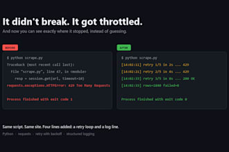 fix your broken python scraper, API script or data pipeline