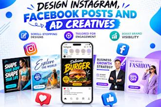 design professional instagram posts, facebook posts and ad creatives
