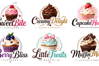 design a professional, cupcake, bakery, dessert, pastry, sweet food muffin logo
