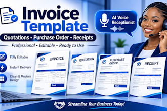 design invoice template quotations purchase order receipts ai voice receptisnist