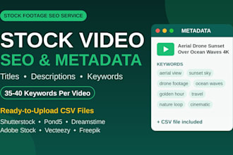 write SEO titles descriptions and keywords for stock video