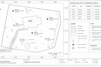 draft geotechnical borehole location plans in autocad