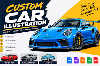 create custom car illustration and vector art