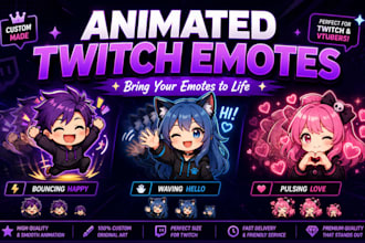 draw chibi twitch emotes, sub badges, panels, vtuber stickers, animated emotes