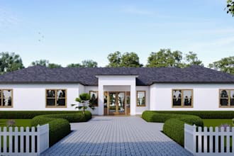 renovation modern farm building, suburban home design,minimalist exterior render