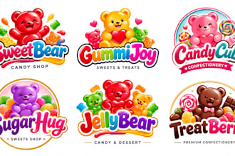 design a professional, candy, sweet shop, confectionery, dessert gummy bear logo