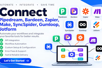 connect pipedream, bardeen, zapier, make, syncspider, gumloop, jotform