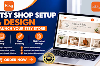set up etsy shop, design etsy store and upload SEO product listings