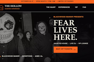 design wix halloween event website haunted house party vip ticket sales website