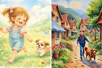 children story book illustration children story children story book illustration