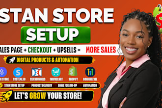 setup or design stan store, gumroad for digital product