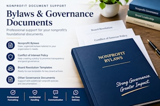 help prepare nonprofit bylaws ,conflict of interest policy