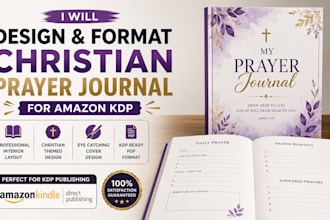 design and format a christian prayer journal for amazon KDP interior and cover