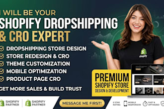 be your shopify dropshipping store designing,shopify expert cro