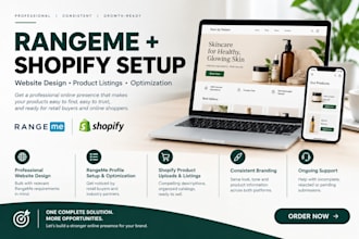design your rangeme website and upload, optimize products on shopify and rangeme