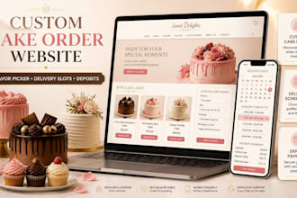 build custom cake bakery order website flavor size picker deposits delivery date