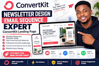 convertkit newsletter design convertkit email sequence expert kit landing page