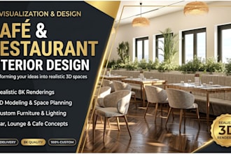 design cafe bar, cafe restaurant interior design 8k rendering, with 3d renders