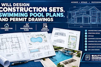 design construction sets, swimming pool plans, and permit drawings