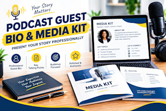 write a professional podcast guest bio and media kit