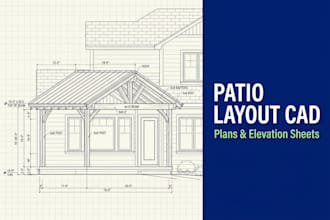 draw patio cover architectural layout and elevation drawings