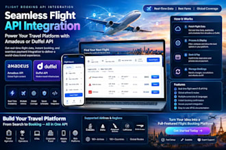 create flight api booking amadeus or duffel api  booking website api integration