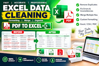 clean, format, merge excel data and convert PDF to excel