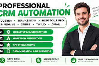 automate jobber, servicetitan, housecall pro pipedrive, stripe, twilio and gmail