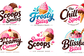 design a professional, ice cream shop, frozen dessert, sweet ice cream logo