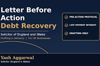 draft a UK letter before action for debt recovery as a UK solicitor