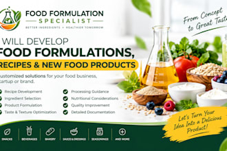 develop food formulations, recipes and new food products