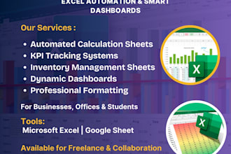 design custom excel dashboards, project trackers, and financial reports